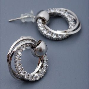 Any 2/$20! Silver Triple CZ Ring Stud Earrings